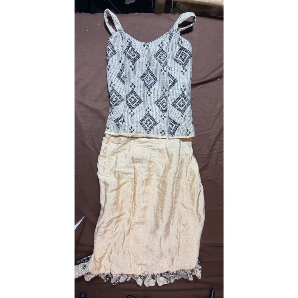 Women's Two Piece Midi Skirt Set Sleeveless Top Elegant Casual Matching Outfit